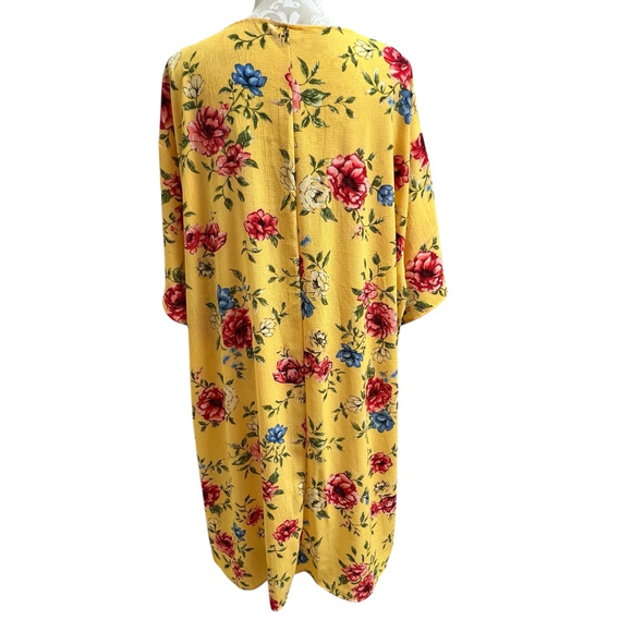Yellow Floral Kimono Cardigan Open Front Boho Layering Piece by L.A. Gypsy - Picture 7 of 8